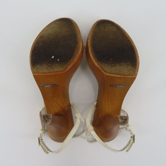 Dolce & Gabbana 38 EU 8 US Patent Strappy Wood Platform Heel Sandals Italy - Picture 11 of 16
